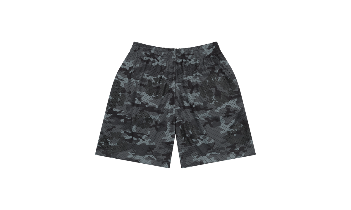 Camo Cotton Wreath Mesh Shorts "Black" DT174