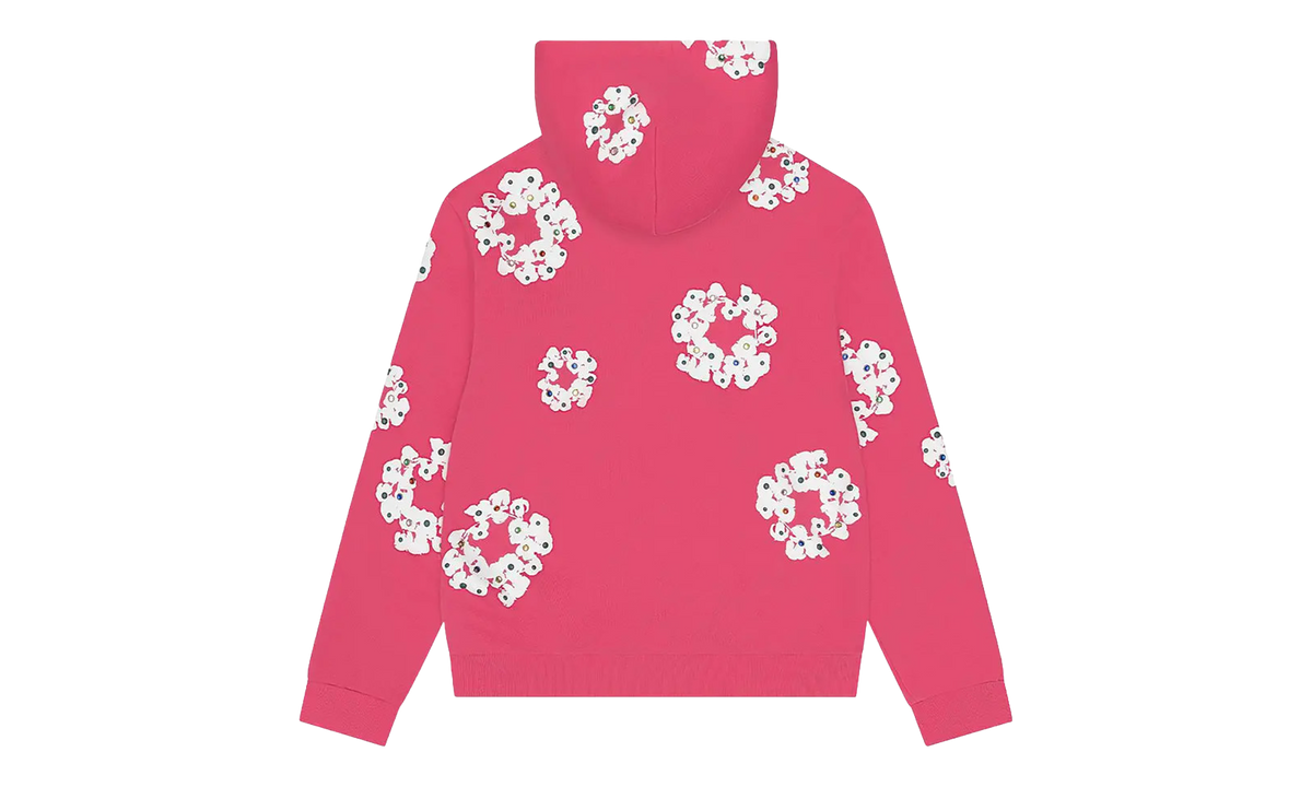 Rhinestone Cotton Wreath Zip Hoodie "Pink" DT510
