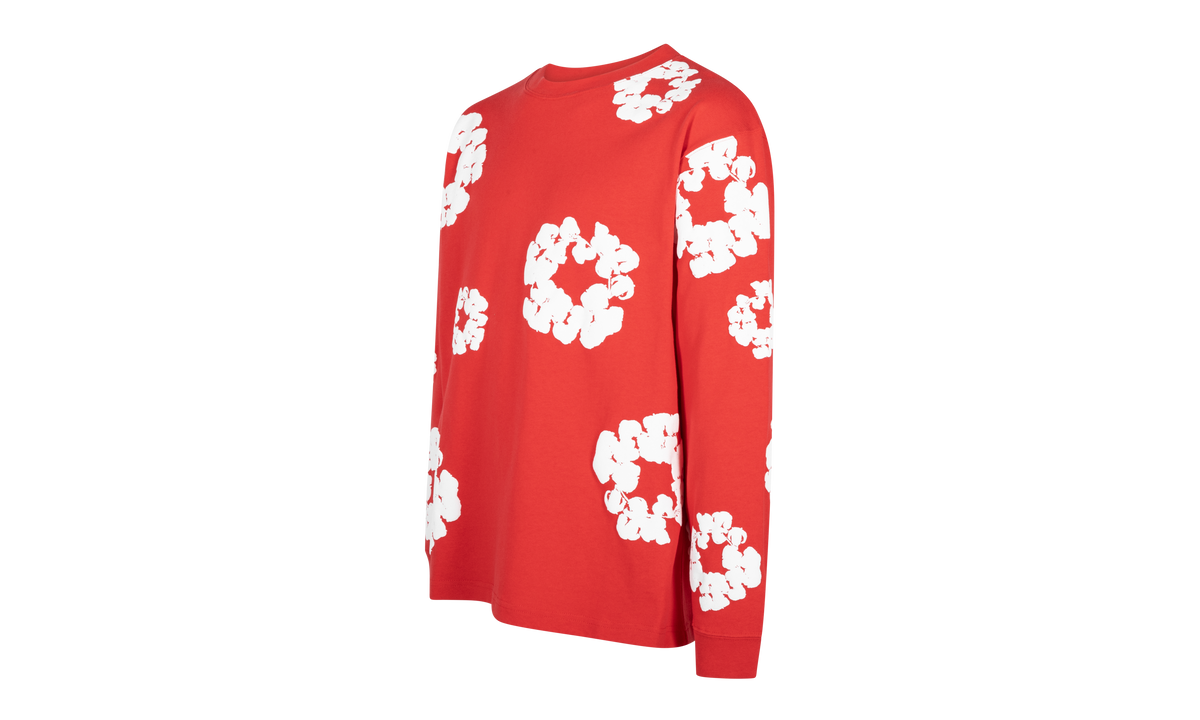 Long Sleeve Cotton Wreath Tee "Red" DT057