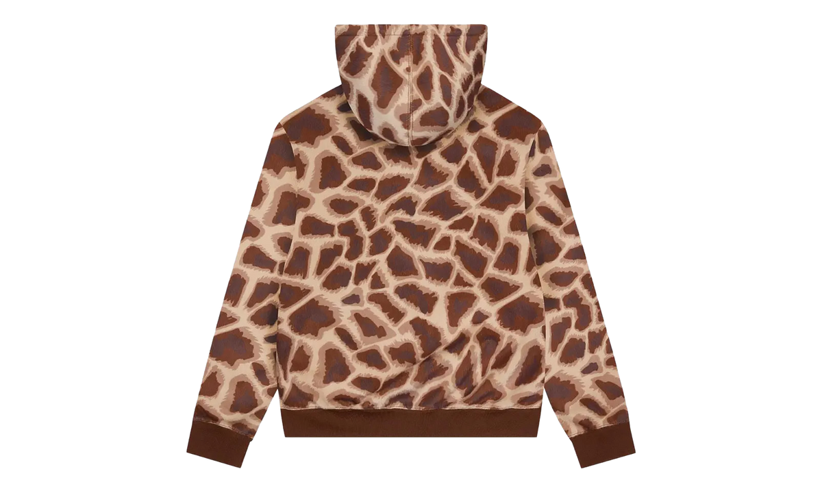 Faux Fur Giraffe Print Hoodie "Brown" DT547