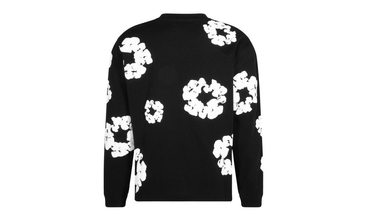 Long Sleeve Cotton Wreath Tee "Black" DT053