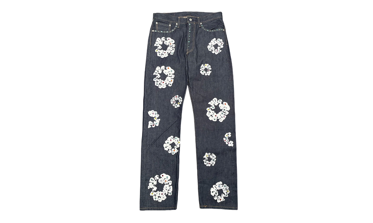 Levi's 501 Rhinestone Cotton Wreath Logo Jeans "Selvedge - Indigo / White" DT295
