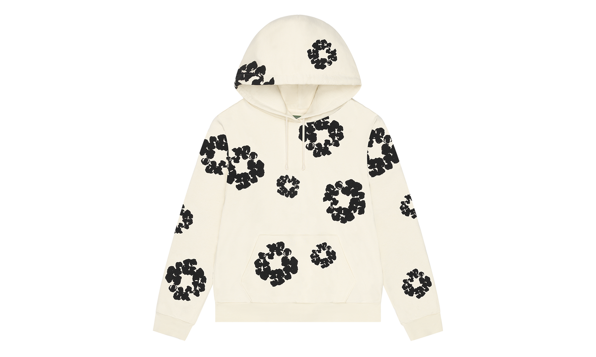 Black Cotton Wreath Hoodie "Oatmeal" DT353