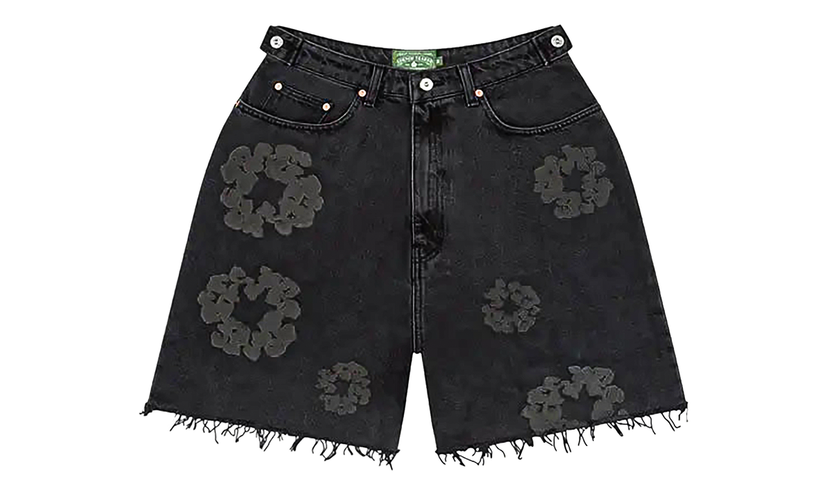 Mono Cotton Wreath Denim Shorts "Black" DT389