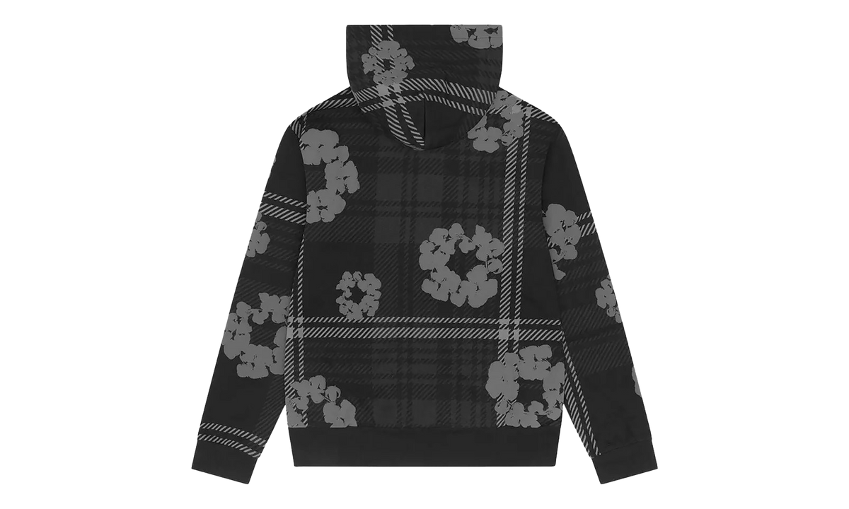 Plaid Cotton Wreath Zip Hoodie "Black" DT390