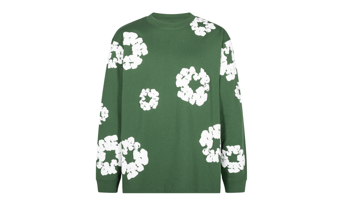 Long Sleeve Cotton Wreath Tee "Green" DT054