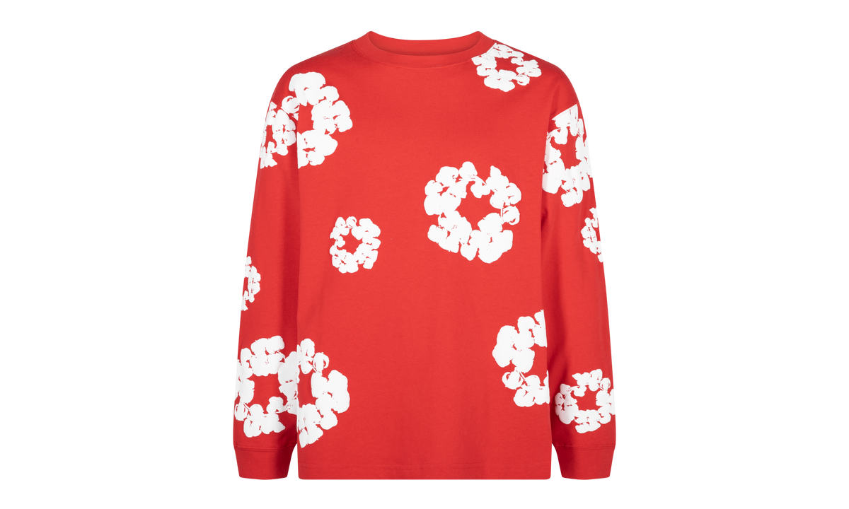 Long Sleeve Cotton Wreath Tee "Red" DT057