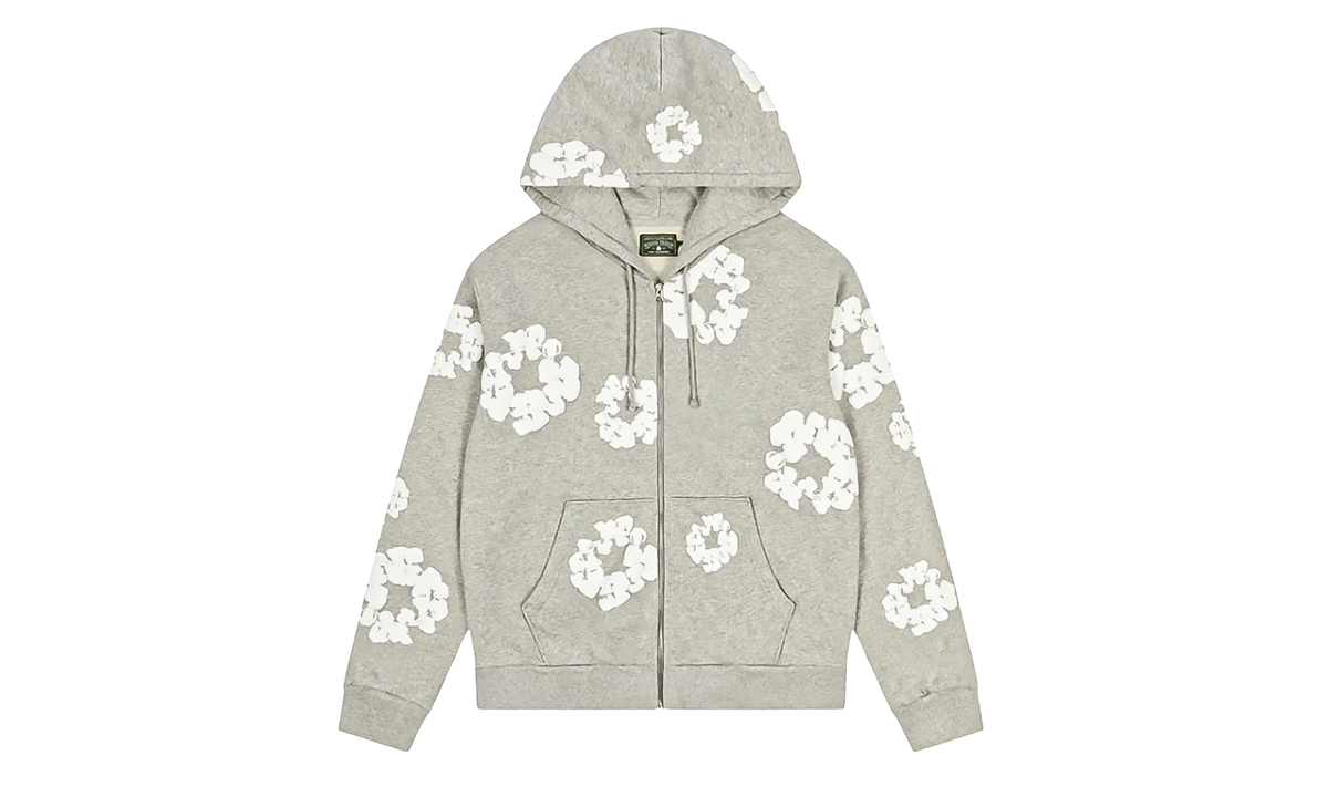 Cotton Wreath Zip Up Hooded Sweatshirt "Grey" DT373