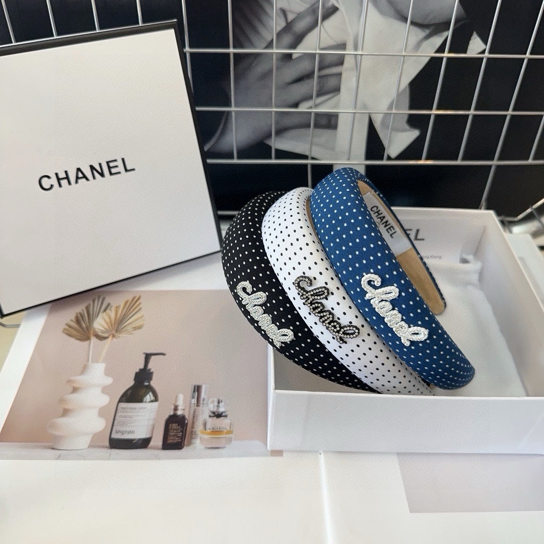CHANEL BLACK FABRIC HAIRBAND 423658