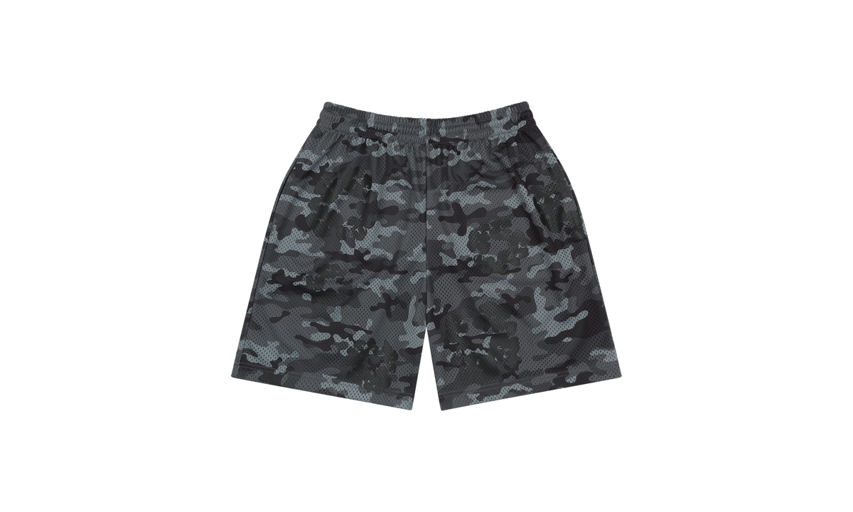 Camo Cotton Wreath Mesh Shorts "Black" DT174
