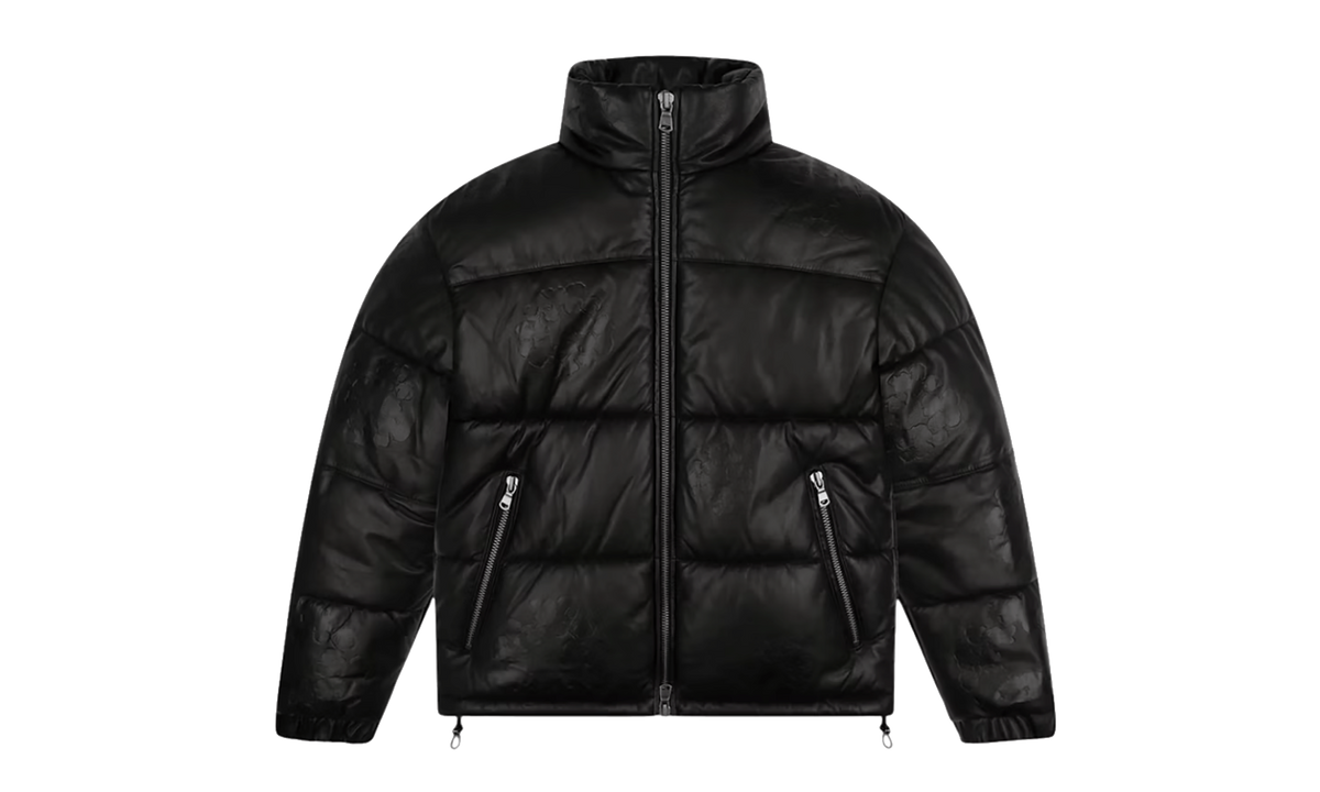 Leather Embossed Wreath Puffer Jacket "Black" DT527