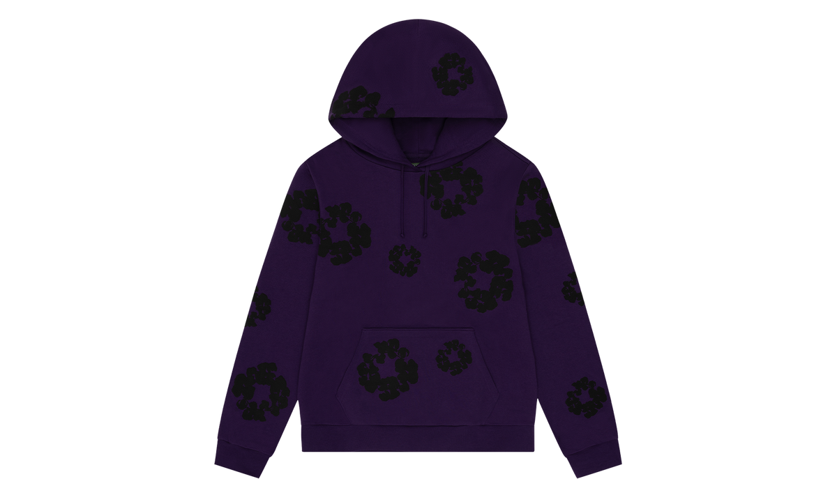 Black Cotton Wreath Hoodie "Purple" DT354