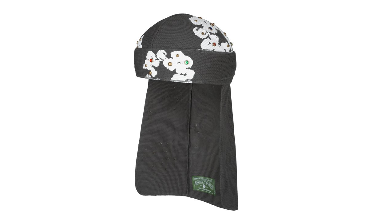 The Cotton Wreath Logo Rhinestone Studded Durag "Vintage Black / White / Multicolor" DT605