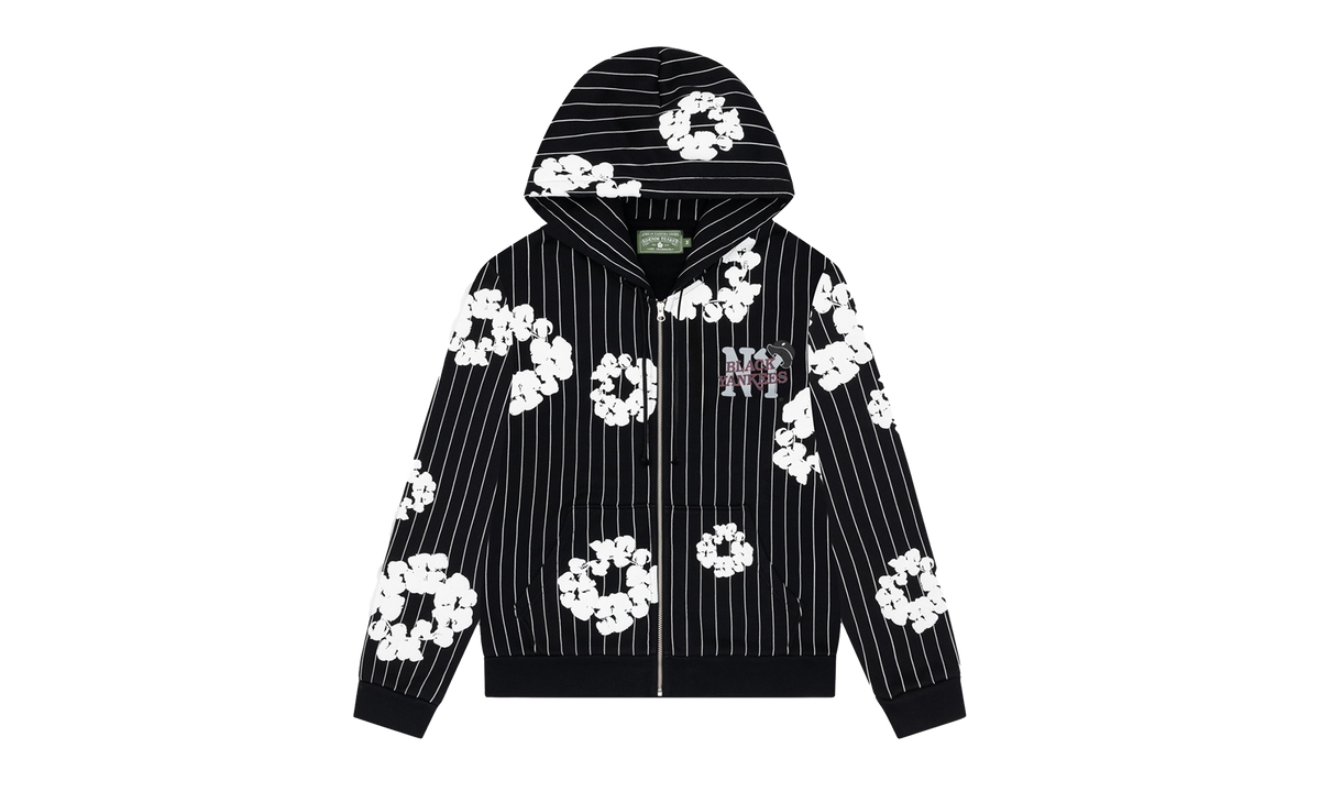 Pinstripe Wreath Zip Hoodie "Black" DT242