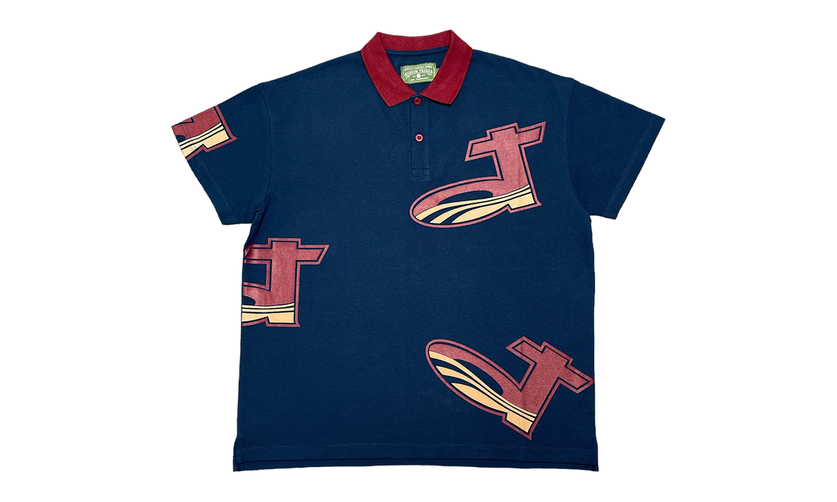 DT Pique Logo Short Sleeve Polo Shirt "Navy Blue / Red / Tan" DT601