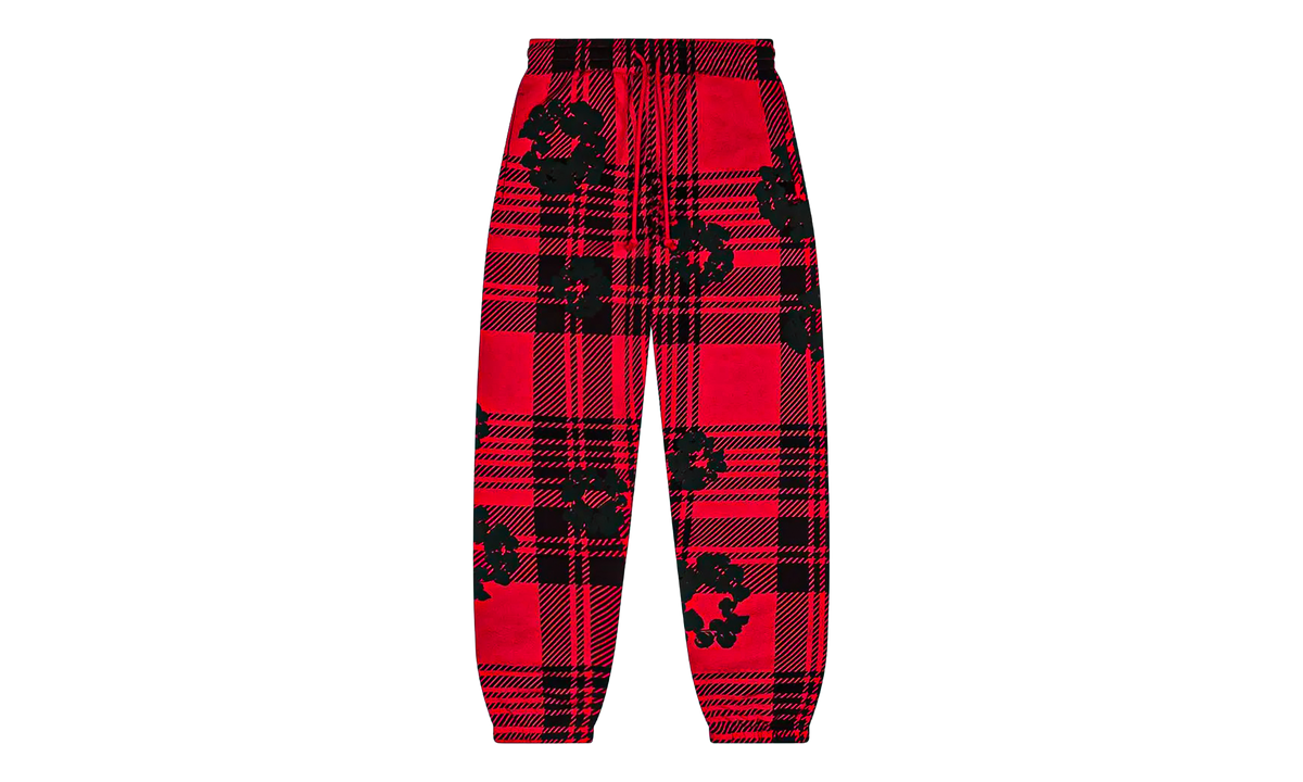 Plaid Cotton Wreath Sweatpants "Red" DT387