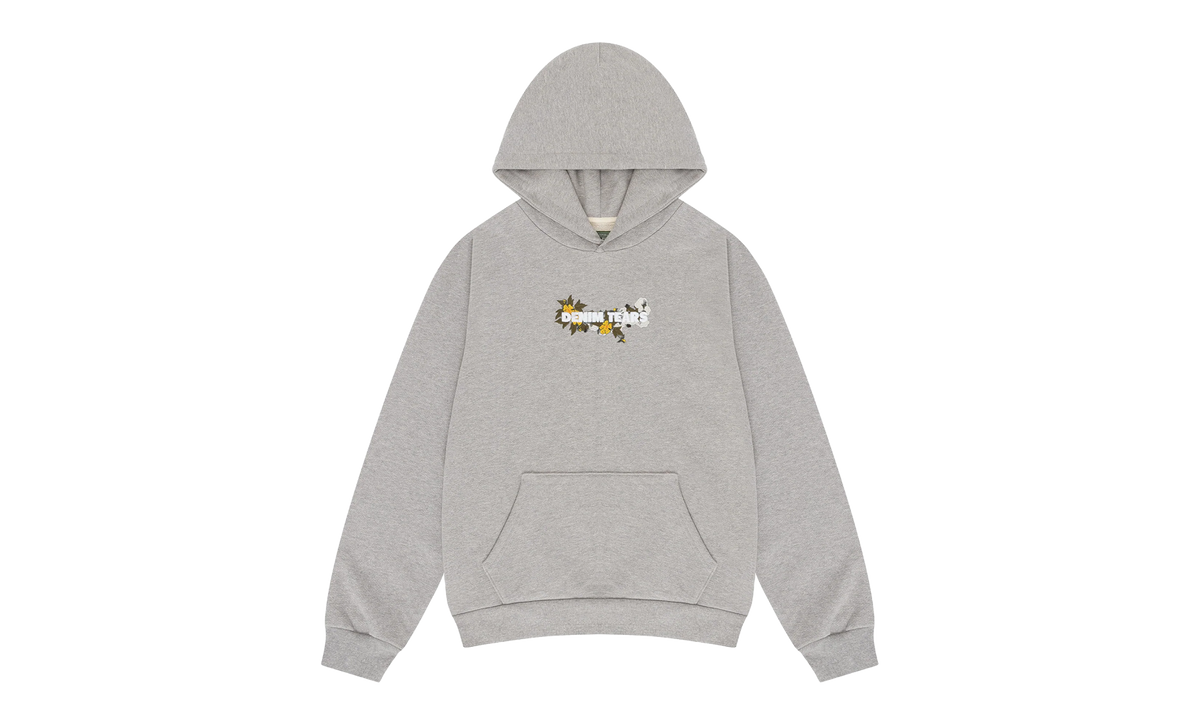 Embroidered Floral Logo Hoodie "Grey" DT350