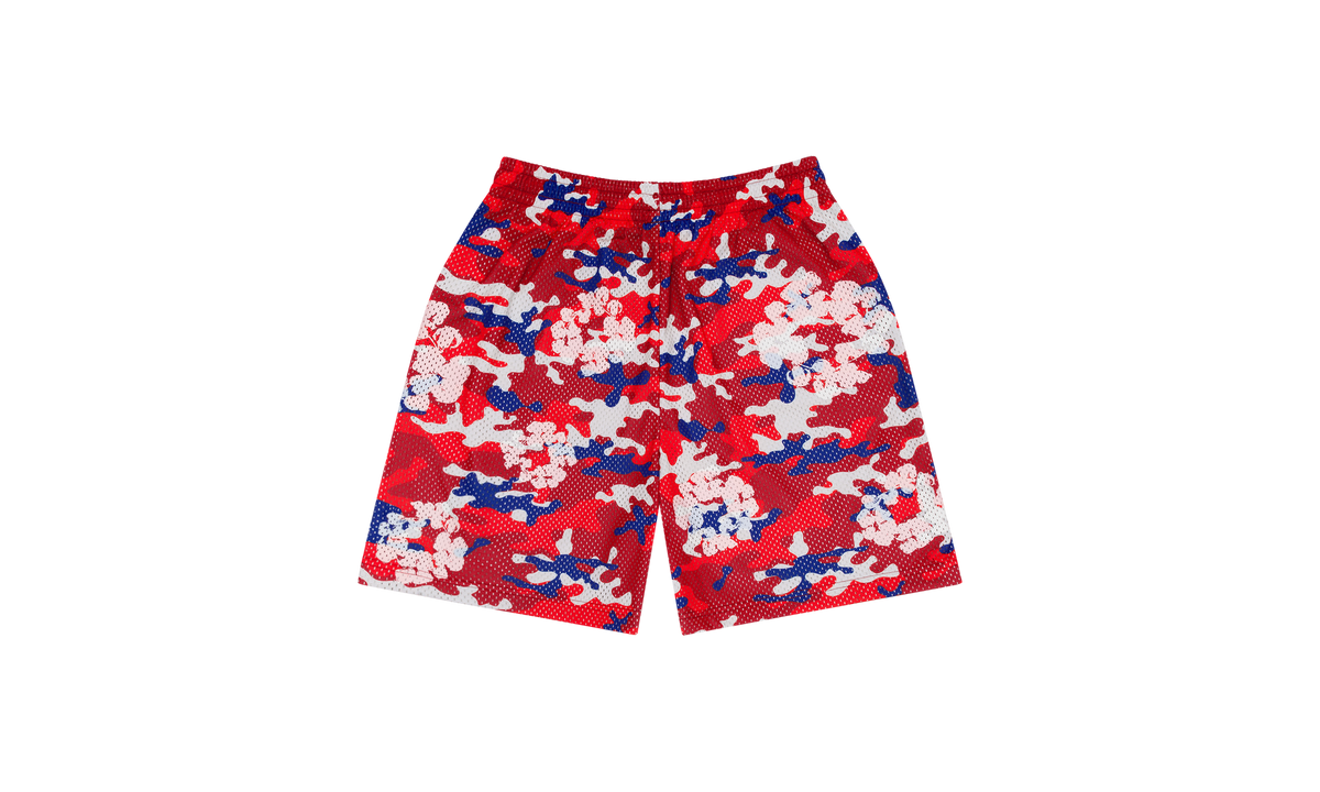 Camo Cotton Wreath Mesh Shorts "Red" DT175
